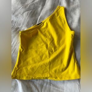 Yellow Callipygian one shoulder tank